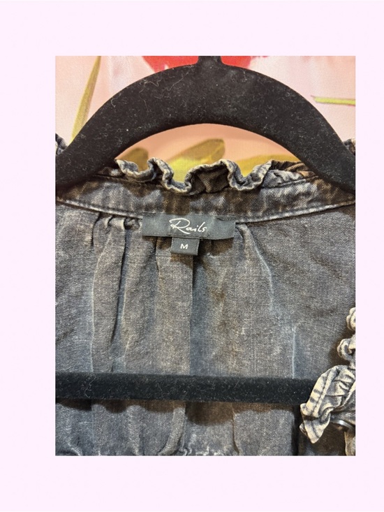 Rails Washed Gray Ruffle-Neck Blouse - Picture 3 of 3